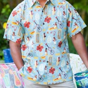 Vibrant Floral and Guitar Print Aloha Shirt